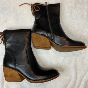 Kork-Ease Cherna Heeled Mid Calf Leather Boots, Black, Women’s 9